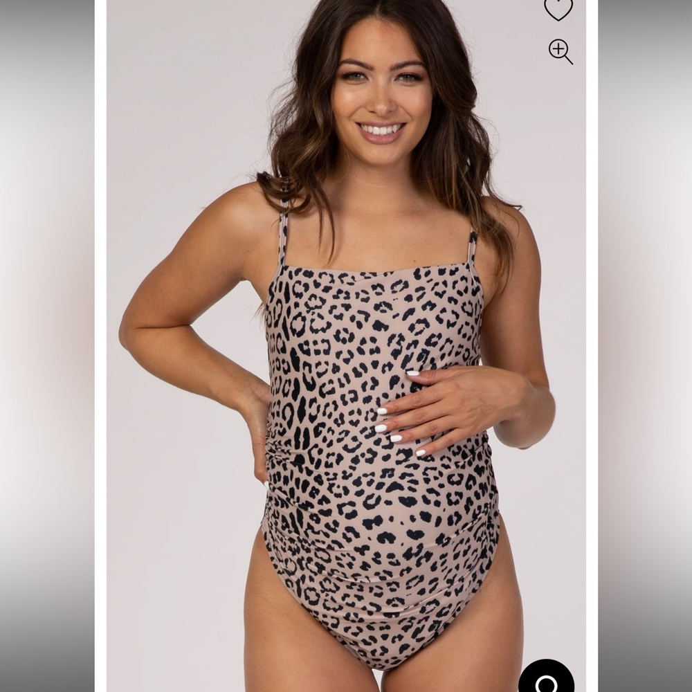 Pinkblush Leopard Print One-Piece Swimsuit in Beige and Black